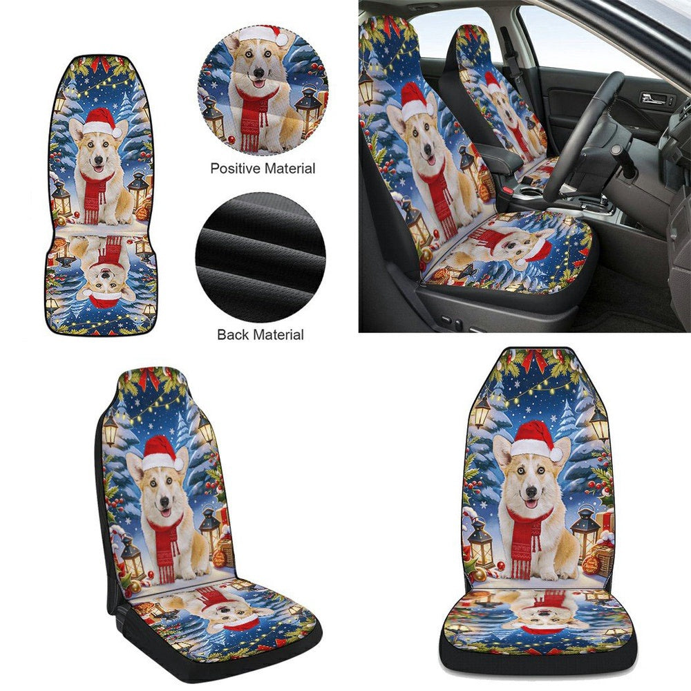 Corgi Dog Christmas Cars Seat Cover, Christmas Car Seat Covers, Car Decor Gift