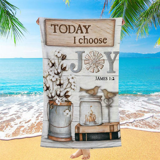 Cotton Flower Drawing, Bird Couple, Today I Choose Joy Beach Towel, Christian Beach Towel, Christian Gift, Gift For Women