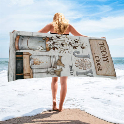 Cotton Flower Drawing, Bird Couple, Today I Choose Joy Beach Towel, Christian Beach Towel, Christian Gift, Gift For Women