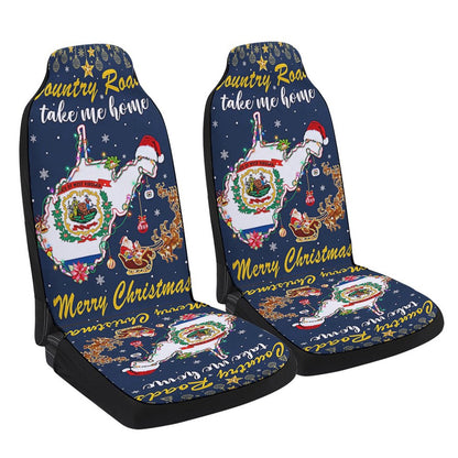 Country Roads Take Me Home Merry Christmas In West Virginia Cars Seat Cover, Christmas Car Seat Covers, Car Decor Gift