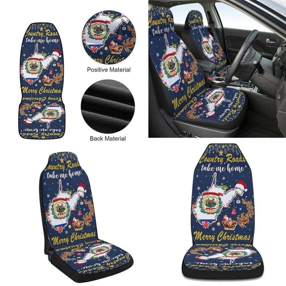 Country Roads Take Me Home Merry Christmas In West Virginia Cars Seat Cover, Christmas Car Seat Covers, Car Decor Gift