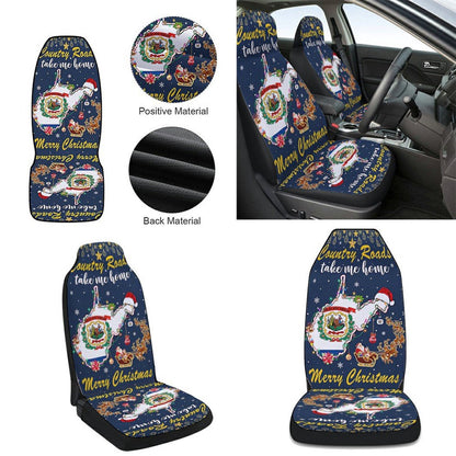 Country Roads Take Me Home Merry Christmas In West Virginia Cars Seat Cover, Christmas Car Seat Covers, Car Decor Gift