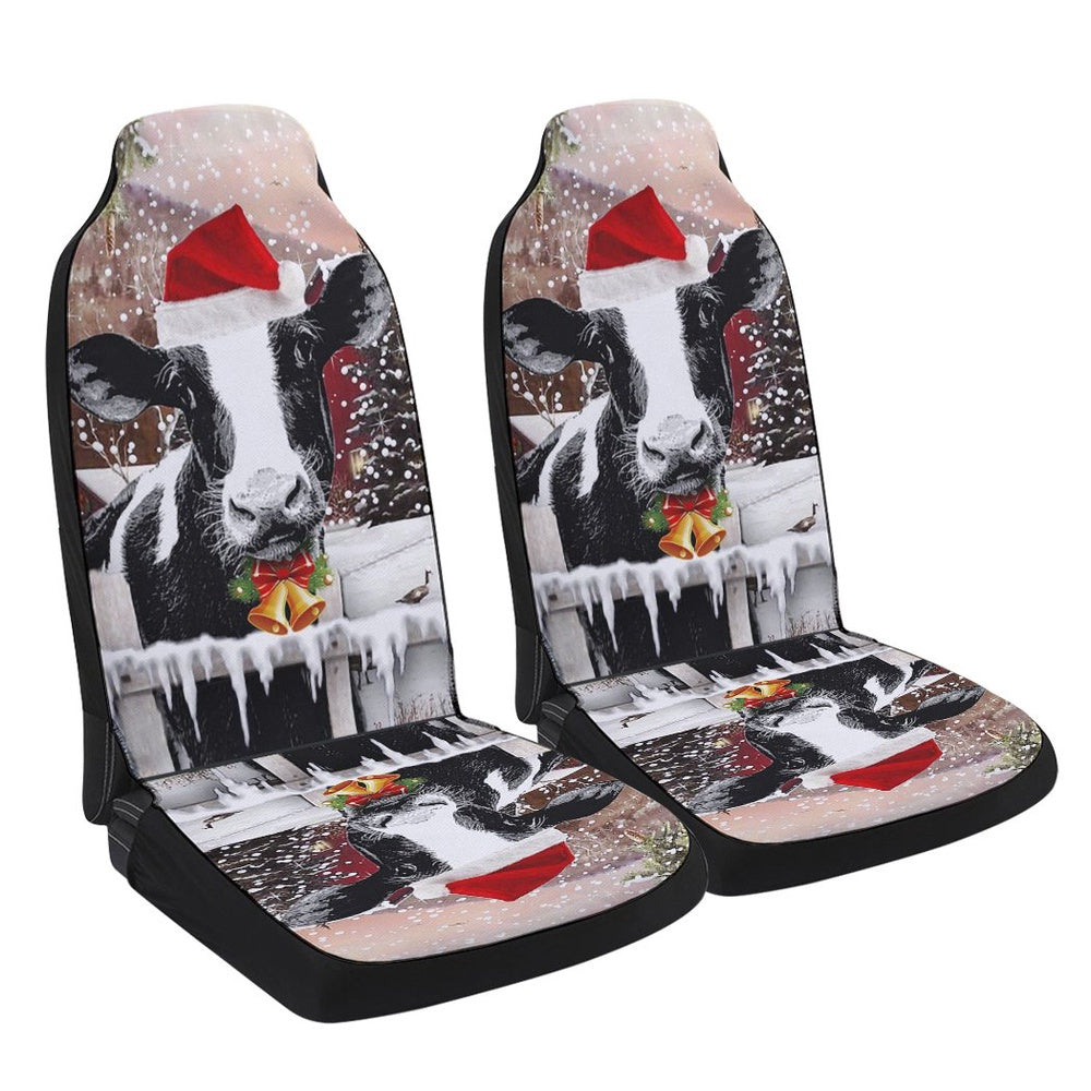 Cow Christmas Cars Seat Cover, Christmas Car Seat Covers, Car Decor Gift