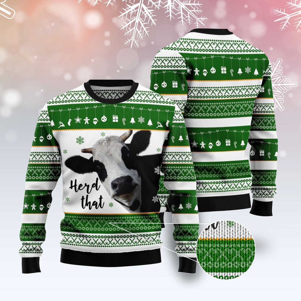 Cow Herd That Ugly Christmas Sweater, Funny Xmas Sweater, Sweater Xmas