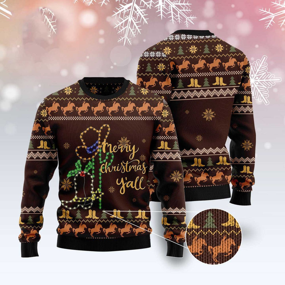 Cowboy Boots Christmas Ugly Christmas Sweater, Funny Xmas Sweater, Sweater Xmas