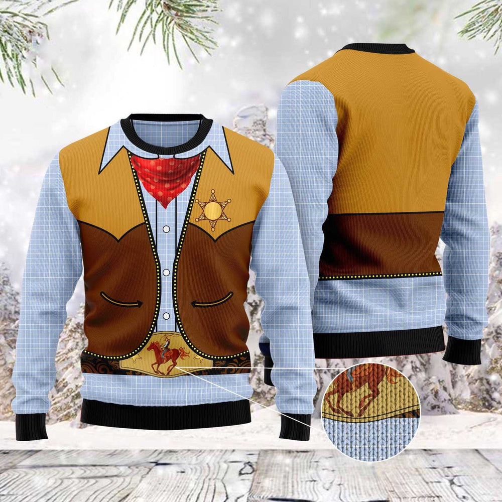 Cowboy Costume Ugly Christmas Sweater, Funny Xmas Sweater, Sweater Xmas