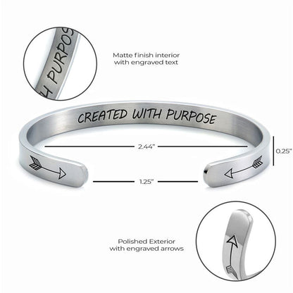 Created With Purpose Personalized Cuff Bracelet, Christian Bracelet For Women, Bible Verse Bracelet, Christian Jewelry