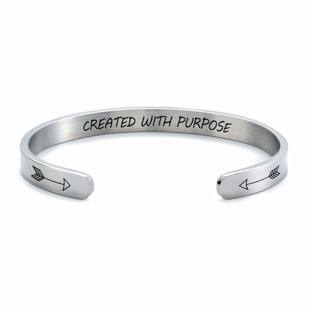 Created With Purpose Personalized Cuff Bracelet, Christian Bracelet For Women, Bible Verse Bracelet, Christian Jewelry