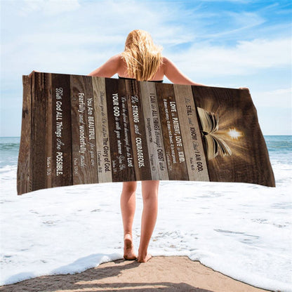 Cross Bible Verses - Be Still & Know That I Am God Beach Towel - Bible Verse Beach Towel - Christian Inspirational Beach Towel