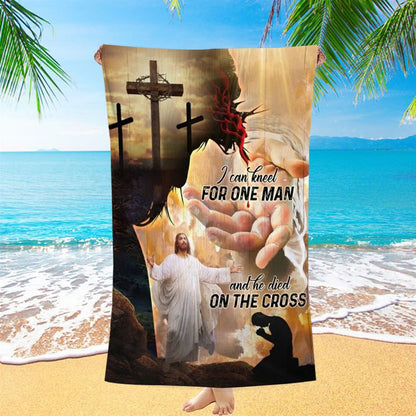 Cross Symbol, Pray For Healing, Take My Hand, Jesus I Can Kneel For One Man Beach Towel, Christian Beach Towel, Christian Gift, Gift For Women