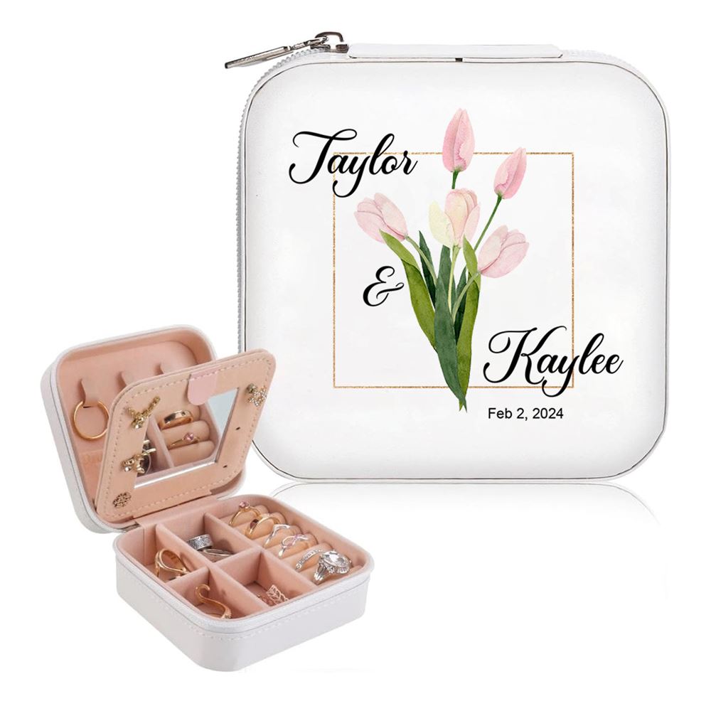 Custom Anniversary Day Jewelry Box, Gift For Couple, Mother's Day Jewelry Case