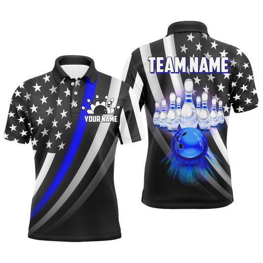 Custom Bowling Polo Shirts, American Bowling Jersey Custom Bowling Shirt For Men Team Bowling Polo Shirt