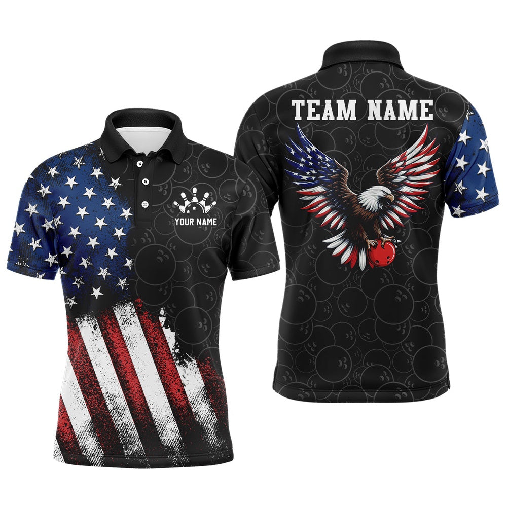 Custom Bowling Polo Shirts, American Bowling Polo Shirt For Men Custom Bowling Team Jersey Bowling Shirt