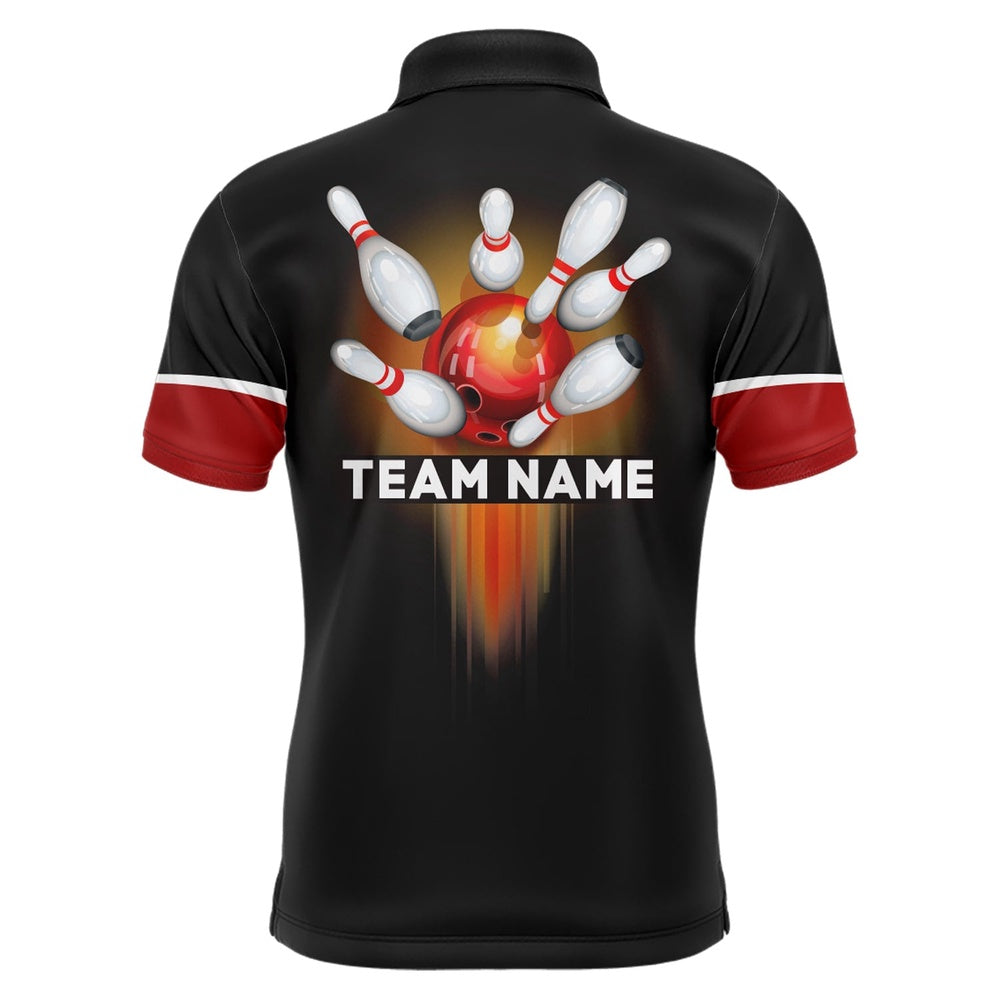 Custom Bowling Polo Shirts, American Bowling Polo Shirt For Men Custom Bowling Team Jersey Navy Bowling Shirt