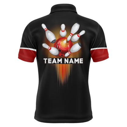 Custom Bowling Polo Shirts, American Bowling Polo Shirt For Men Custom Bowling Team Jersey Navy Bowling Shirt