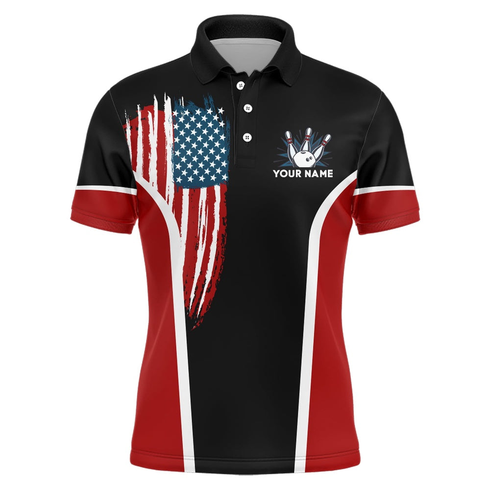 Custom Bowling Polo Shirts, American Bowling Polo Shirt For Men Custom Bowling Team Jersey Navy Bowling Shirt