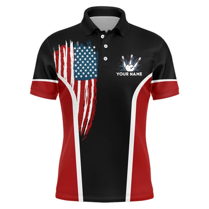 Custom Bowling Polo Shirts, American Bowling Polo Shirt For Men Custom Bowling Team Jersey Navy Bowling Shirt