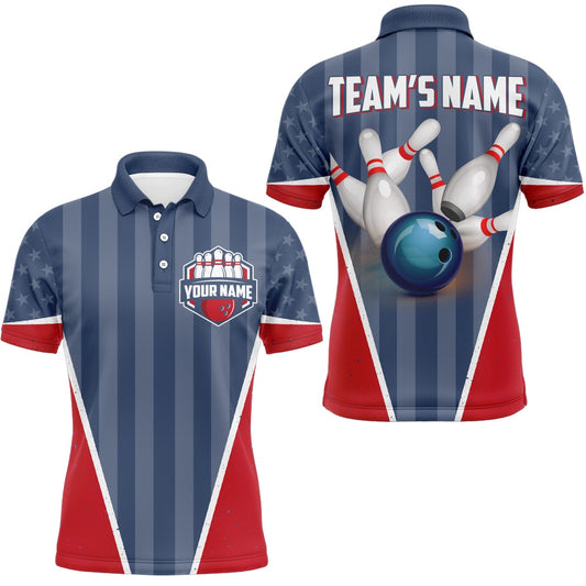 Custom Bowling Polo Shirts, American Bowling Polo Shirt For Men Custom Bowling Team Shirt Bowlers Jersey
