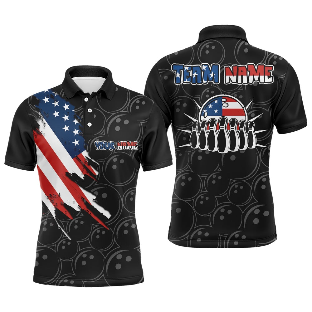 Custom Bowling Polo Shirts, American Bowling Shirts Men Custom Bowling Polo Shirt Team League Bowling Jerseys
