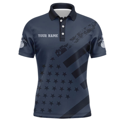 Custom Bowling Polo Shirts, American Flag Bowling Polo Shirt Team Patriotic Bowling Jersey For Men Bowlers Short Sleeve