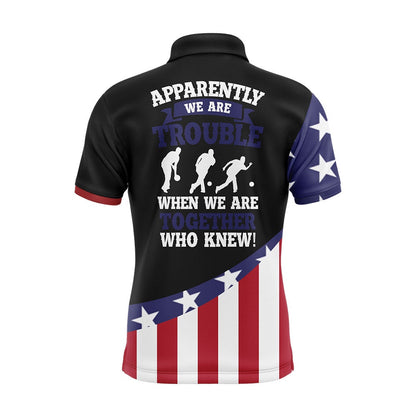 Custom Bowling Polo Shirts, American Flag Bowling Shirt For Men Custom Bowling Jersey Funny Patriots Bowlers League Polo Shirt