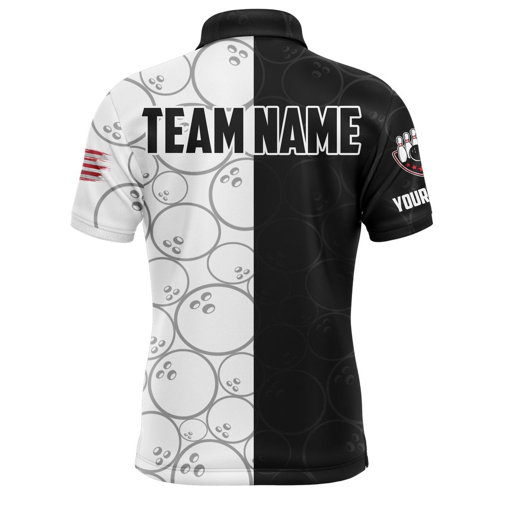 Custom Bowling Polo Shirts, American Flag Men Polo Bowling Shirt Personalized Patriotic Bowlers Custom Team Short Sleeves Jersey