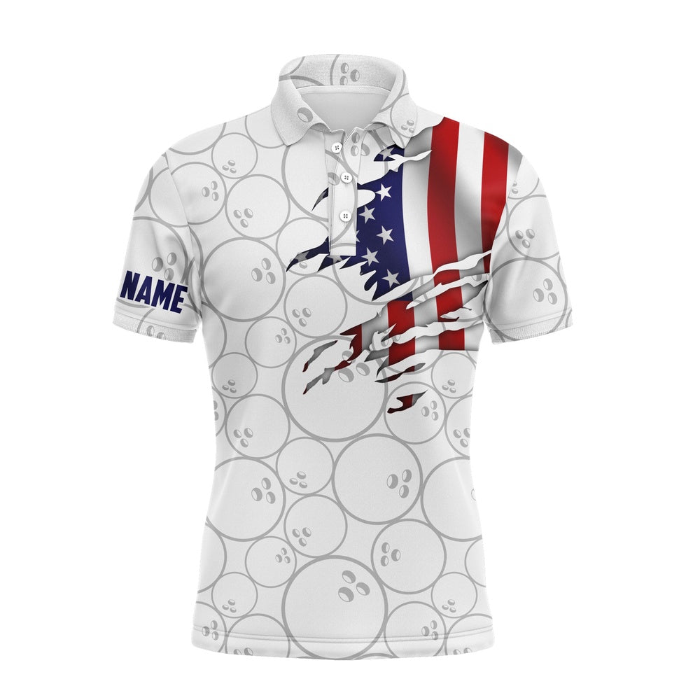 Custom Bowling Polo Shirts, American Flag Polo Bowling Shirt For Men Bowlers, This Is How I Roll Funny Bowling Jersey