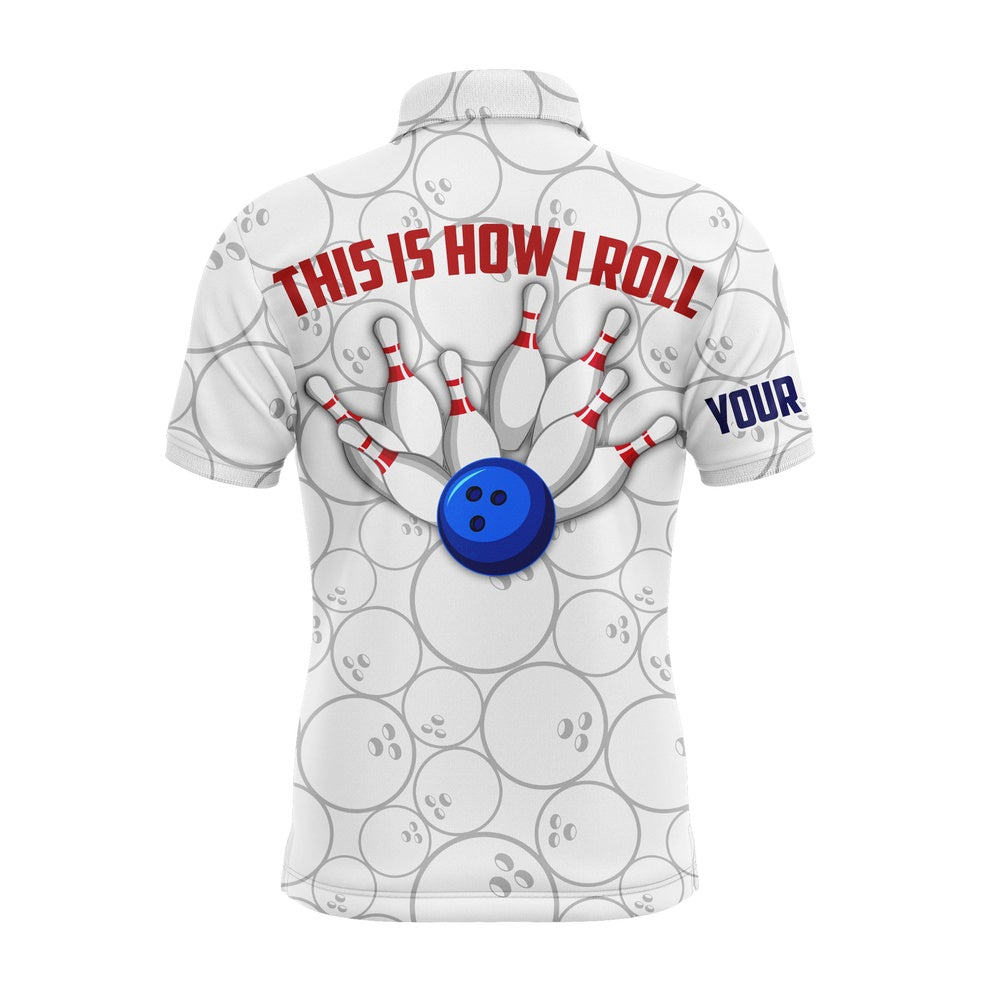 Custom Bowling Polo Shirts, American Flag Polo Bowling Shirt For Men Bowlers, This Is How I Roll Funny Bowling Jersey