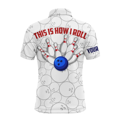 Custom Bowling Polo Shirts, American Flag Polo Bowling Shirt For Men Bowlers, This Is How I Roll Funny Bowling Jersey
