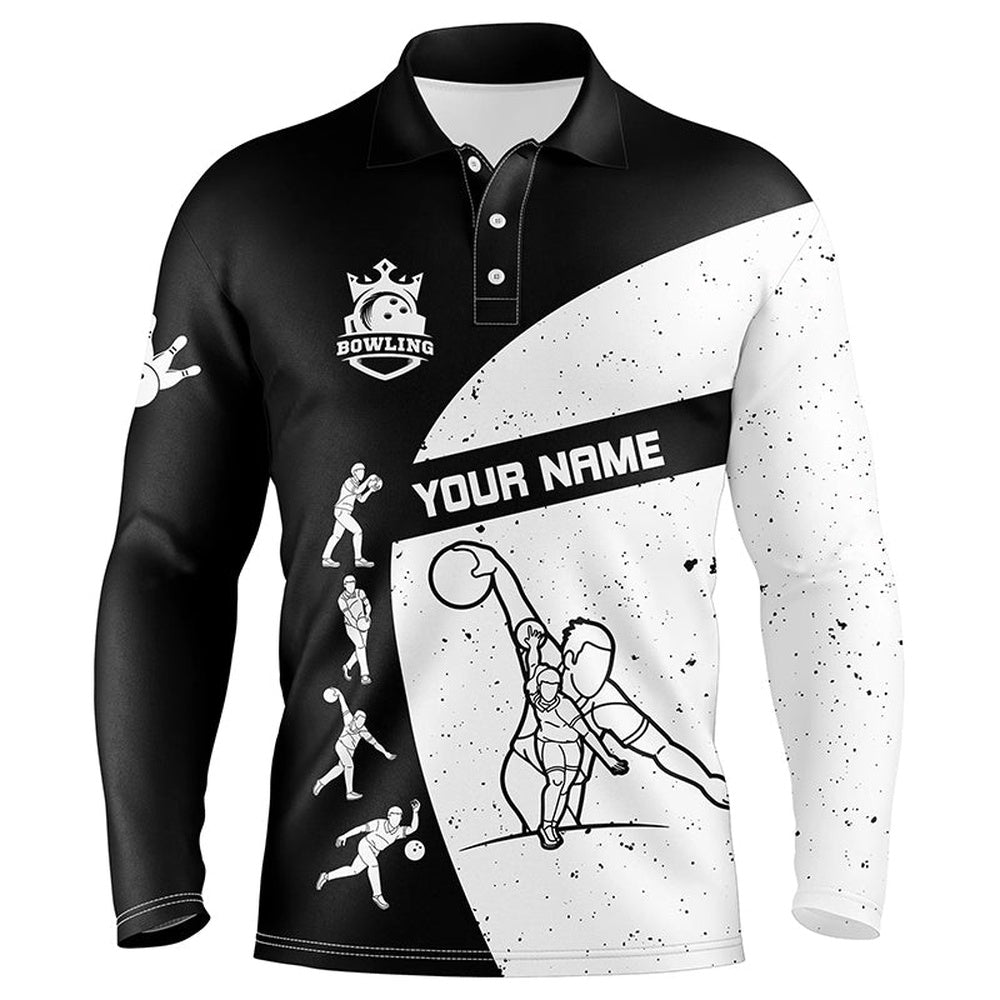 Custom Bowling Polo Shirts, Black And White Bowling Polo Shirts For Men Custom Bowling Team League Shirt, Bowling Shirts For Men