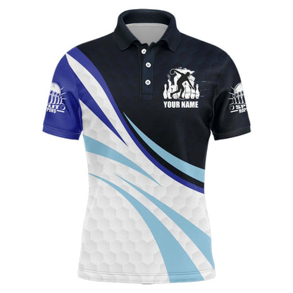 Custom Bowling Polo Shirts, Black&Blue Bowling Jersey For Men Personalized Bowling Polo Shirt