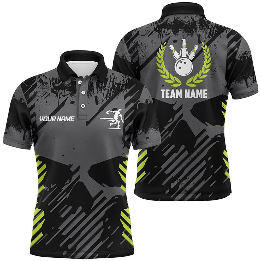 Custom Bowling Polo Shirts, Black Skull Bowling Shirt For Men Custom Bowling Polo Shirt Bowling Team Skull League Jerseys