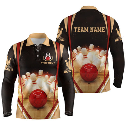 Custom Bowling Polo Shirts, Black Vintage Bowling Shirts For Men Custom Name And Team Name Bowling Jerseys, Bowling Team Shirts