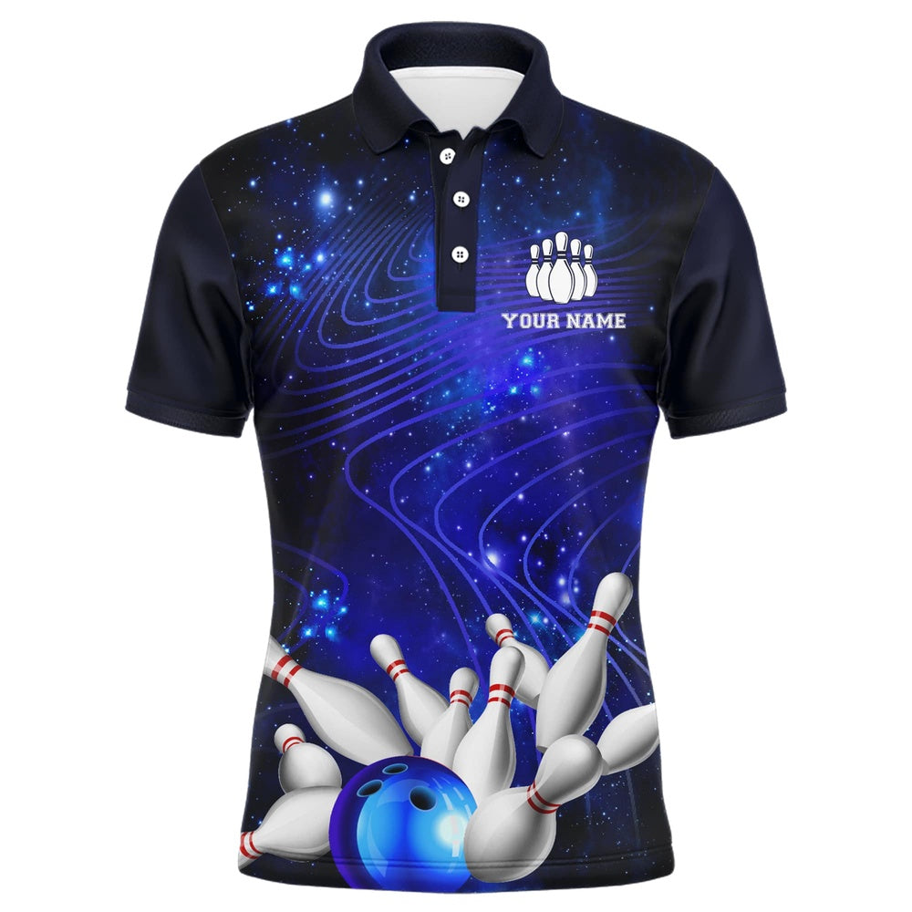 Custom Bowling Polo Shirts, Blue Bowling Jersey For Men Custom Bowling Shirt Bowling Polo Shirt For Team