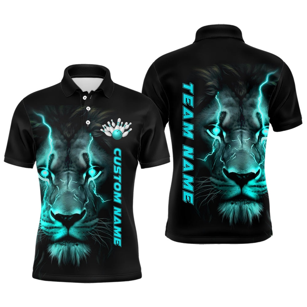 Custom Bowling Polo Shirts, Blue Lion Custom Men Bowling Polo Shirts Bowling League Shirts Bowling Team Jerseys Outfits