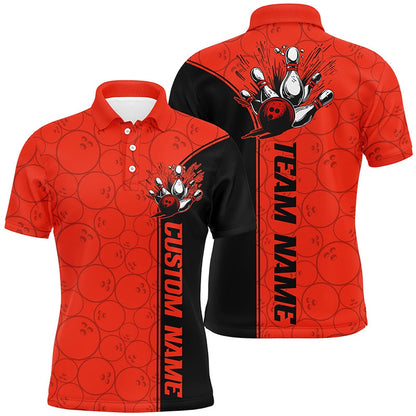 Custom Bowling Polo Shirts, Bowling Ball And Pins Custom Multicolor Team Shirts For Men And Women, Bowling Balls Pattern Bowling League Shirts