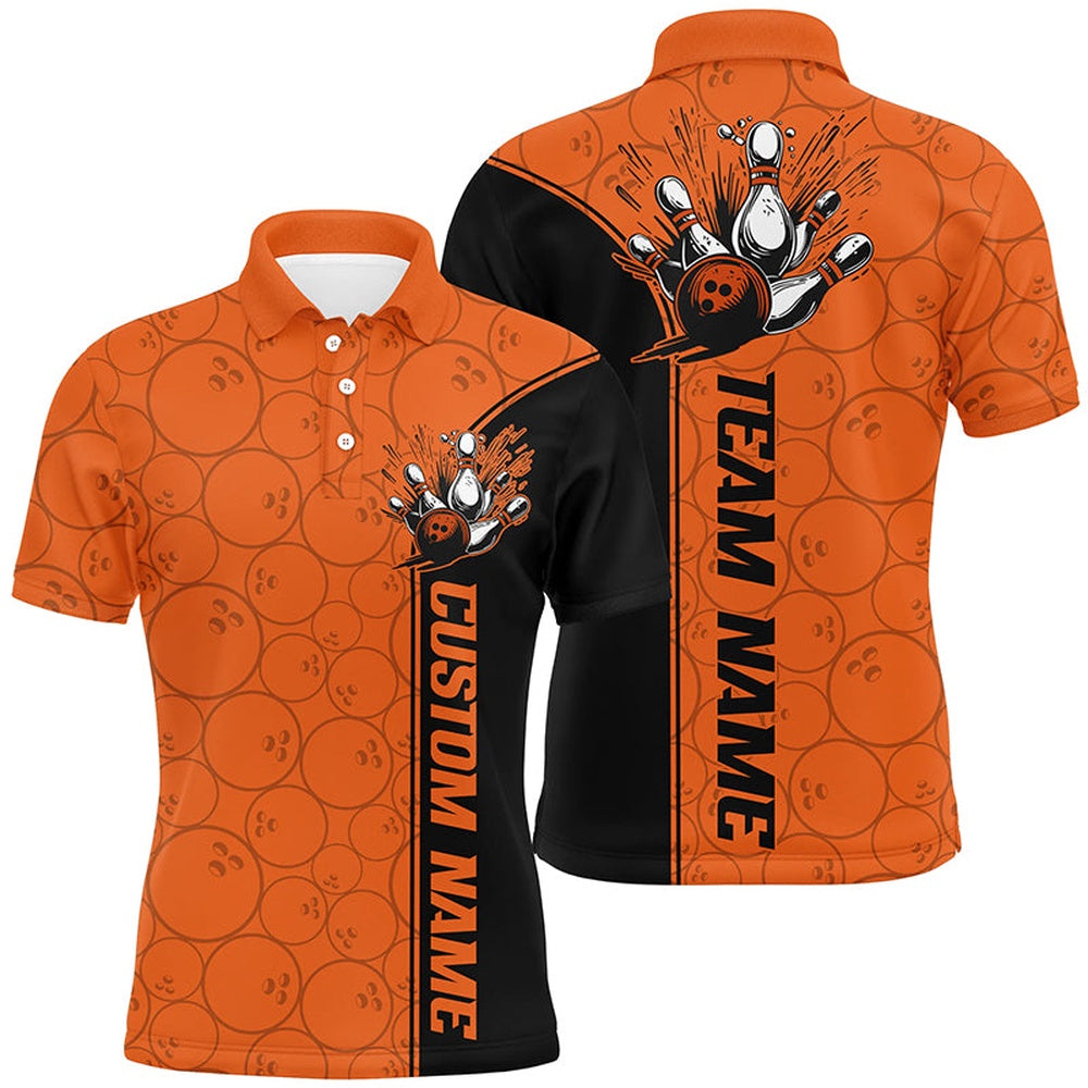 Custom Bowling Polo Shirts, Bowling Ball And Pins Custom Multicolor Team Shirts For Men And Women, Bowling Balls Pattern Bowling League Shirts