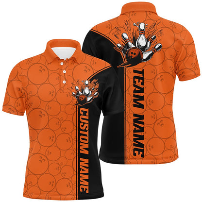 Custom Bowling Polo Shirts, Bowling Ball And Pins Custom Multicolor Team Shirts For Men And Women, Bowling Balls Pattern Bowling League Shirts