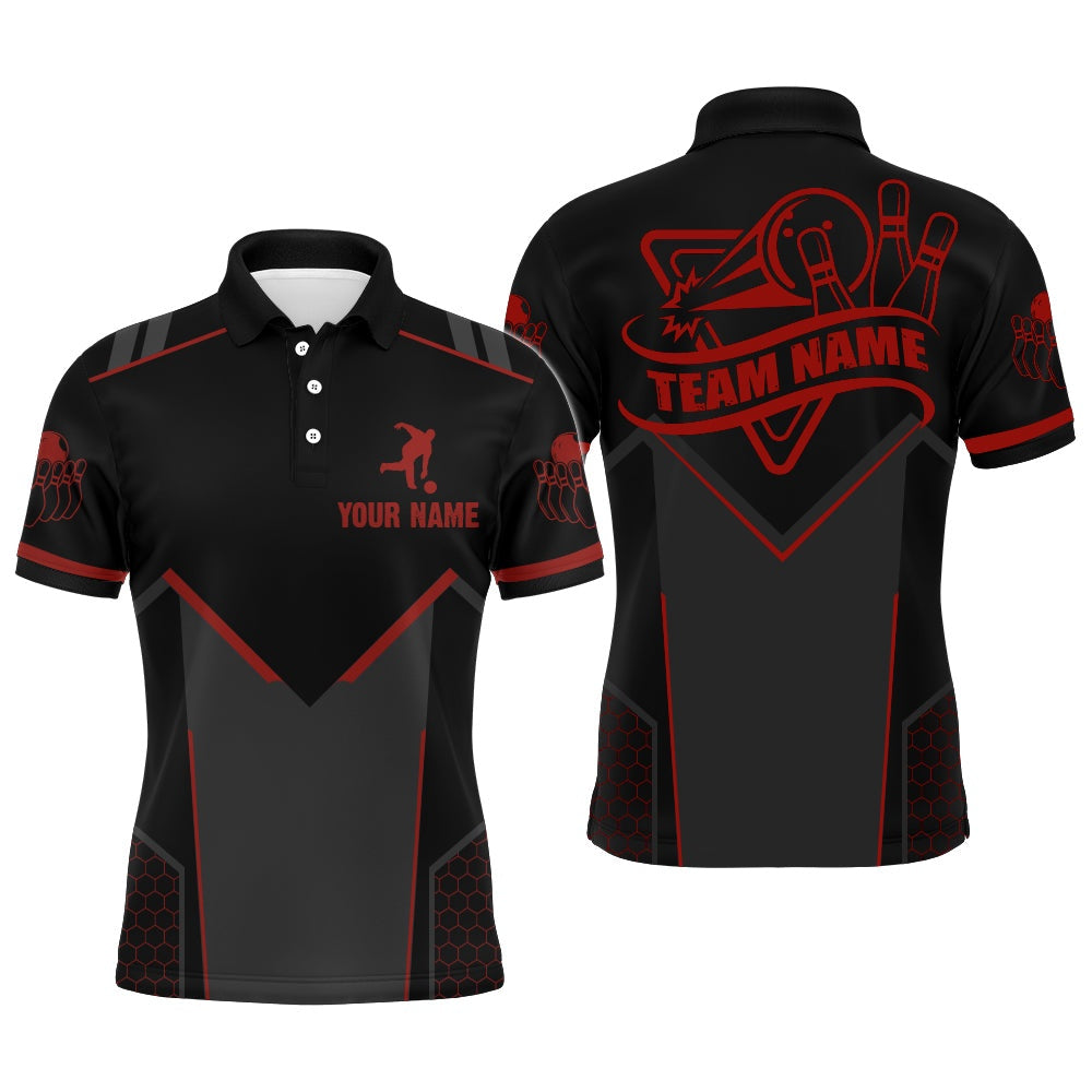 Custom Bowling Polo Shirts, Bowling Jersey For Men Custom Name Bowling Shirt Team Bowlers Short Sleeve