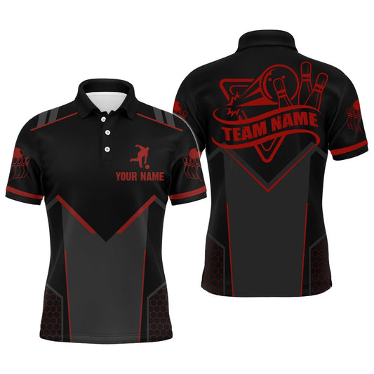 Custom Bowling Polo Shirts, Bowling Jersey For Men Custom Name Bowling Shirt Team Bowlers Short Sleeve