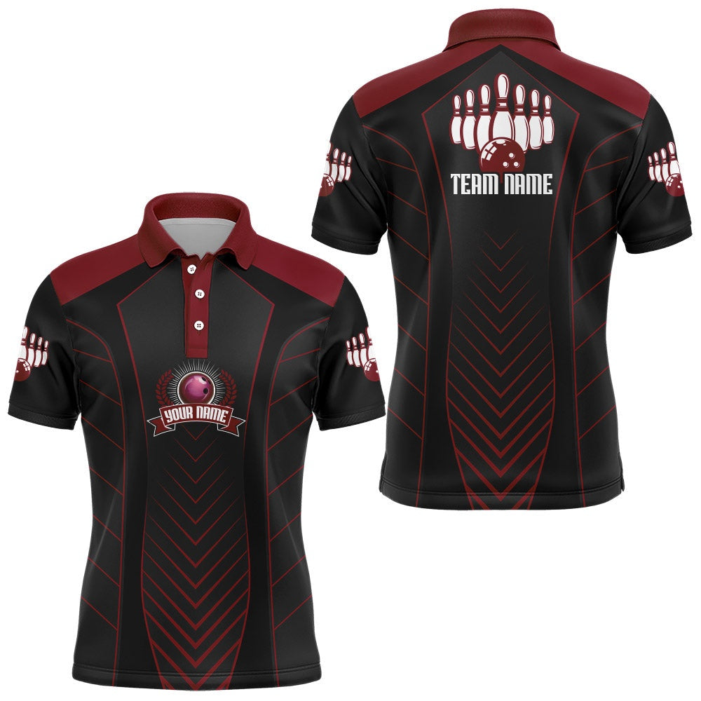 Custom Bowling Polo Shirts, Bowling Polo Shirt For Men Custom Name Bowling Jersey Vintage Bowling Team Shirt