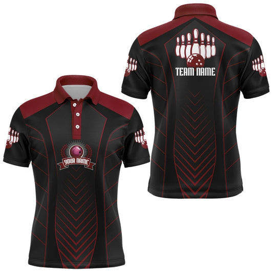 Custom Bowling Polo Shirts, Bowling Polo Shirt For Men Custom Name Bowling Jersey Vintage Bowling Team Shirt