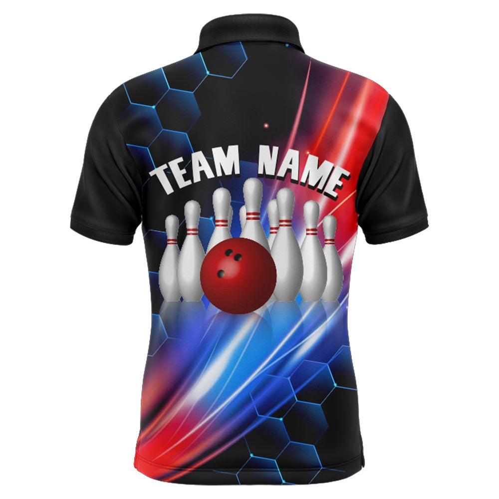 Custom Bowling Polo Shirts, Bowling Polo Shirt Men Custom Bowling Shirt For Team Personalized Black Bowling Jerseys