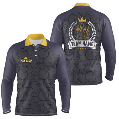Custom Bowling Polo Shirts, Bowling Polo Shirts For Men Custom Bowling Camo Team League Jerseys, Retro Bowling Shirts
