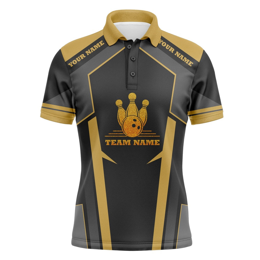 Custom Bowling Polo Shirts, Bowling Polo Shirts For Men Custom Bowling Team Jerseys For Bowlers Yellow