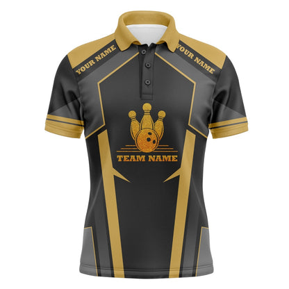 Custom Bowling Polo Shirts, Bowling Polo Shirts For Men Custom Bowling Team Jerseys For Bowlers Yellow