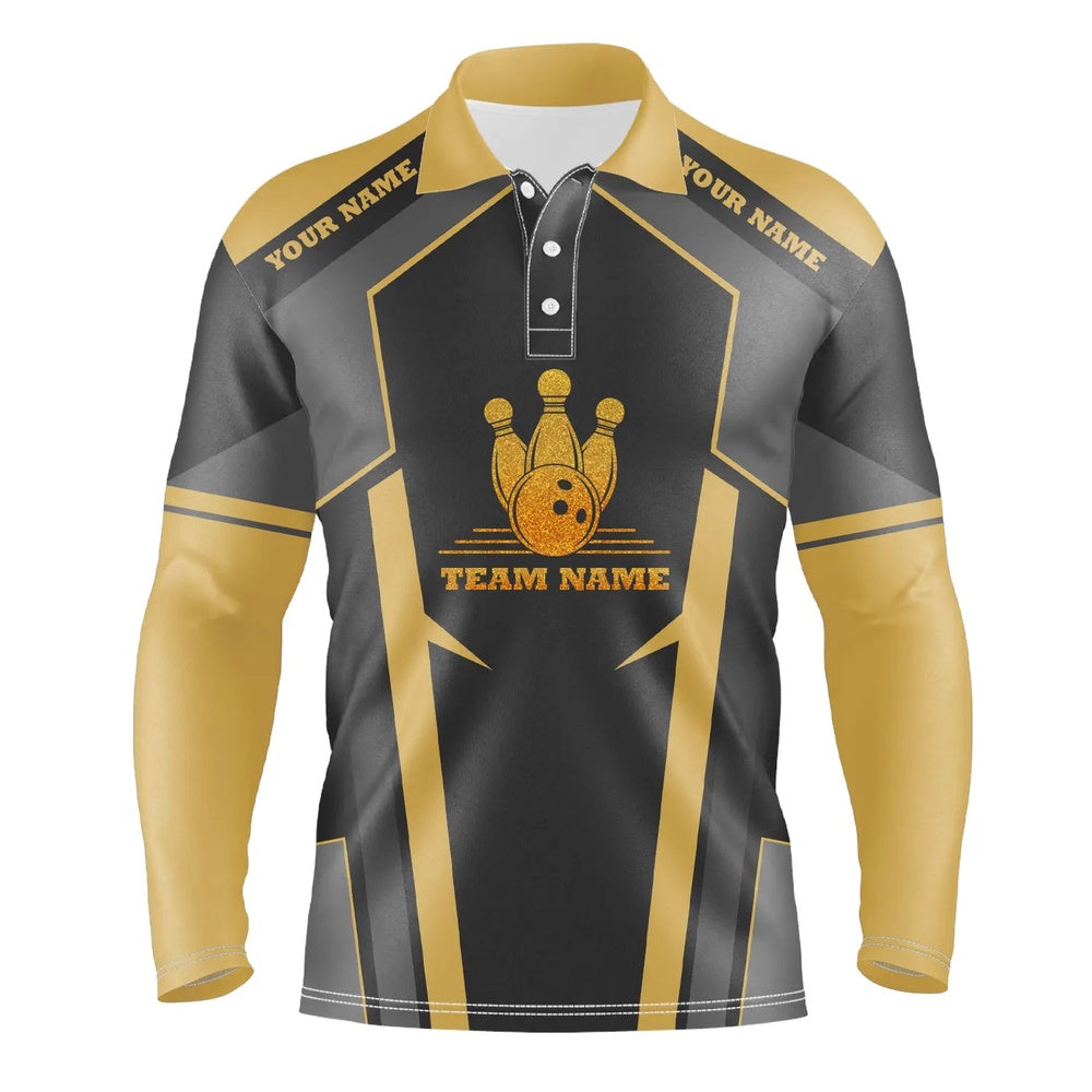 Custom Bowling Polo Shirts, Bowling Polo Shirts For Men Custom Bowling Team Jerseys For Bowlers Yellow