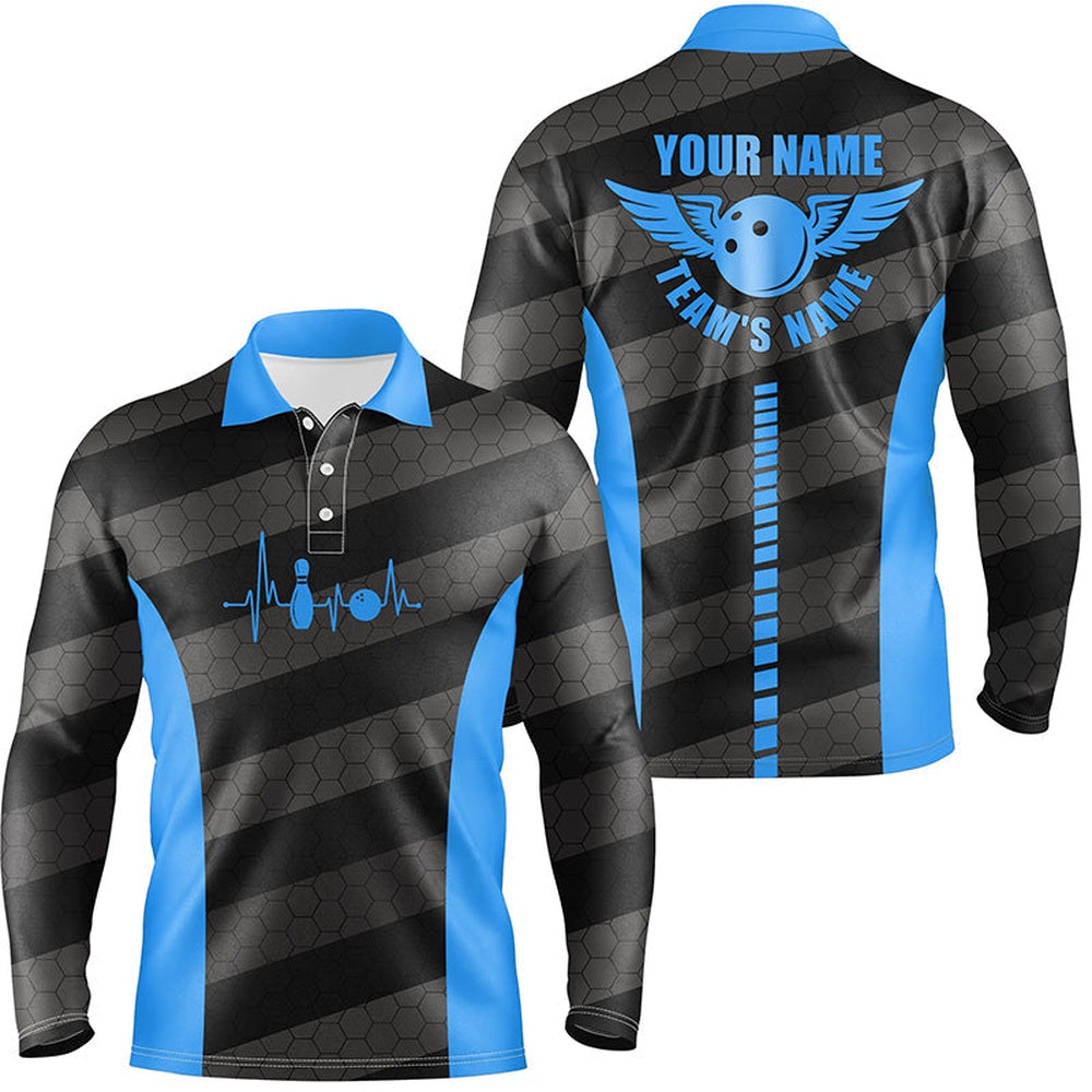 Custom Bowling Polo Shirts, Bowling Polo Shirts For Men Custom Bowling Team Shirts For Bowlers, Team Bowling Jerseys Blue