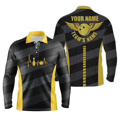 Custom Bowling Polo Shirts, Bowling Polo Shirts For Men Custom Bowling Team Shirts For Bowlers, Team Bowling Jerseys Yellow