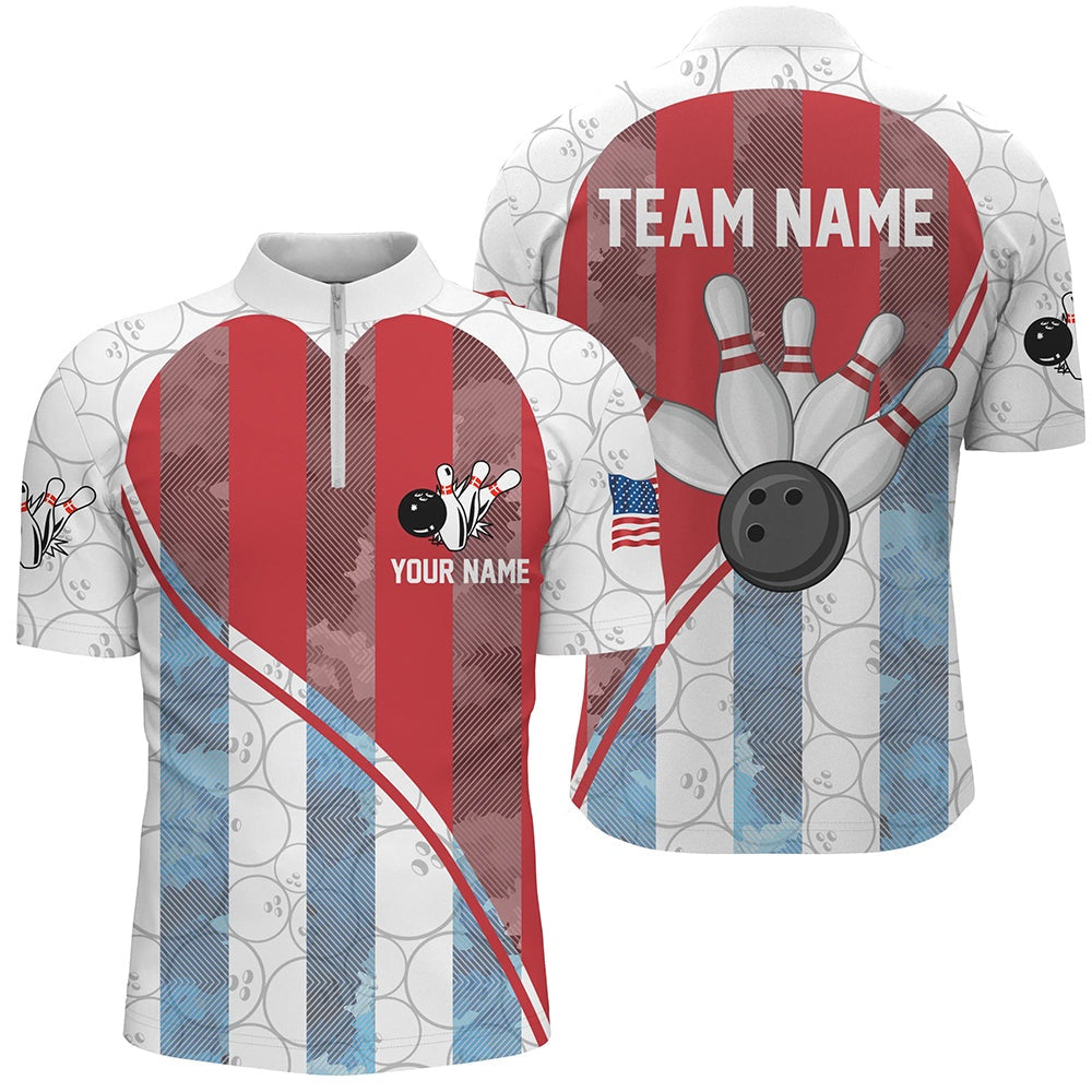 Custom Bowling Polo Shirts, Bowling Shirt For Men Bowling Tournament Jersey Unisex Zip Bowling Shirt